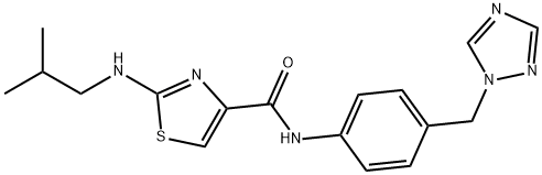 2-[(2-methylpropyl)amino]-N-[4-(1H-1,2,4-triazol-1-ylmethyl)phenyl]-1,3-thiazole-4-carboxamide Struktur