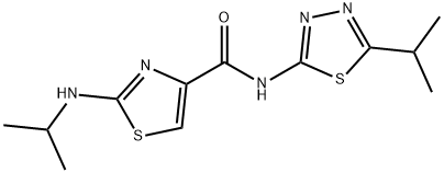 2-(propan-2-ylamino)-N-[(2E)-5-(propan-2-yl)-1,3,4-thiadiazol-2(3H)-ylidene]-1,3-thiazole-4-carboxamide Struktur