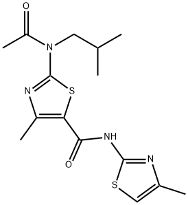 2-[acetyl(2-methylpropyl)amino]-4-methyl-N-[(2E)-4-methyl-1,3-thiazol-2(3H)-ylidene]-1,3-thiazole-5-carboxamide Struktur