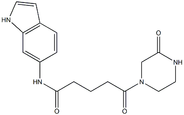 N-(1H-indol-6-yl)-5-oxo-5-(3-oxopiperazin-1-yl)pentanamide 结构式