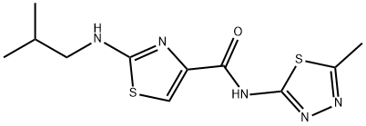 2-[(2-methylpropyl)amino]-N-[(2E)-5-methyl-1,3,4-thiadiazol-2(3H)-ylidene]-1,3-thiazole-4-carboxamide Struktur