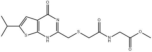 methyl N-[({[4-hydroxy-6-(propan-2-yl)thieno[2,3-d]pyrimidin-2-yl]methyl}sulfanyl)acetyl]glycinate Struktur