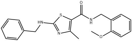 2-(benzylamino)-N-(2-methoxybenzyl)-4-methyl-1,3-thiazole-5-carboxamide Struktur
