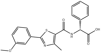 (2R)-({[2-(3-methoxyphenyl)-4-methyl-1,3-thiazol-5-yl]carbonyl}amino)(phenyl)ethanoic acid Struktur