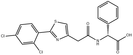 (2R)-({[2-(2,4-dichlorophenyl)-1,3-thiazol-4-yl]acetyl}amino)(phenyl)ethanoic acid Structure