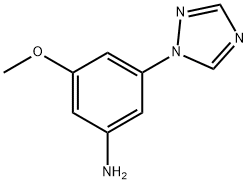 3-メトキシ-5-(1H-1,2,4-トリアゾール-1-イル)アニリン 化学構造式