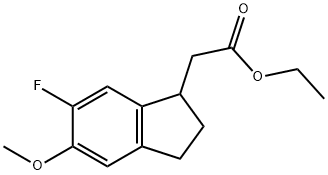 Ethyl 2-(6-fluoro-5-methoxy-2,3-dihydro-1H-inden-1-yl)acetate 结构式
