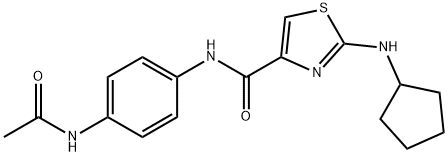 N-[4-(acetylamino)phenyl]-2-(cyclopentylamino)-1,3-thiazole-4-carboxamide 结构式