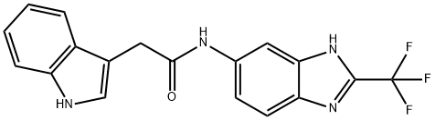 2-(1H-indol-3-yl)-N-[2-(trifluoromethyl)-1H-benzimidazol-5-yl]acetamide Struktur