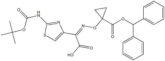 (Z)-2-((1-((BENZHYDRYLOXY)CARBONYL)CYCLOPROPOXY)IMINO)-2-(2-((TERT-BUTOXYCARBONYL)AMINO)THIAZOL-4-YL,1225209-44-8,结构式