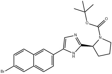 (S)-2-(5-(6-溴萘-2-基)-1H-咪唑-2-基)吡咯烷-1-羧酸叔丁酯, 1228551-96-9, 结构式