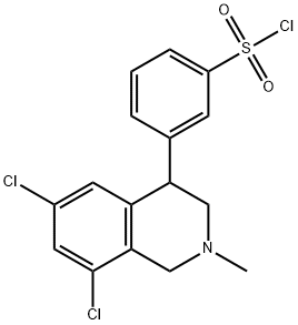 Benzenesulfonyl chloride, 3-(6,8-dichloro-1,2,3,4-tetrahydro-2-methyl-4-isoquinolinyl)- 化学構造式