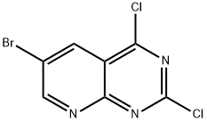 6-ブロモ-2,4-ジクロロピリド[2,3-D]ピリミジン 化学構造式
