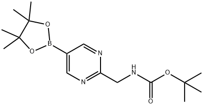 tert-butyl (5-(4,4,5,5-tetramethyl-1,3,2-dioxaborolan-2-yl)pyrimidin-2-yl)methylcarbamate Struktur