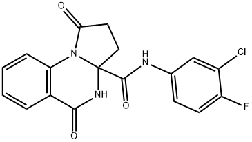N-(3-chloro-4-fluorophenyl)-5-hydroxy-1-oxo-2,3-dihydropyrrolo[1,2-a]quinazoline-3a(1H)-carboxamide 结构式