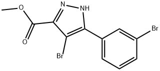 4-bromo-5-(3-bromophenyl)-1H-Pyrazole-3-Carbocylic acid methyl ester Structure