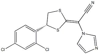 (R,Z)-2-(4-(2,4-dichlorophenyl)-1,3-dithiolan-2-ylidene)-2-(1H-imidazol-1-yl)acetonitrile 化学構造式