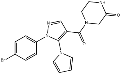 4-{[1-(4-bromophenyl)-5-(1H-pyrrol-1-yl)-1H-pyrazol-4-yl]carbonyl}piperazin-2-one Structure