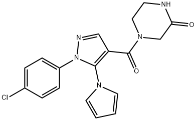 4-{[1-(4-chlorophenyl)-5-(1H-pyrrol-1-yl)-1H-pyrazol-4-yl]carbonyl}piperazin-2-one Structure