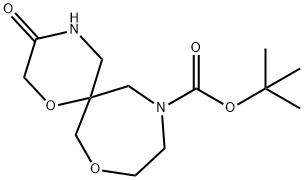 叔-丁基 3-氧亚基-1,8-二氧杂-4,11-二氮杂螺[5.6]十二烷-11-甲酸基酯 结构式