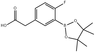 2-(4-氟-3-(4,4,5,5-四甲基-1,3,2-二氧硼戊烷-2-基)苯基)乙酸,1255945-85-7,结构式