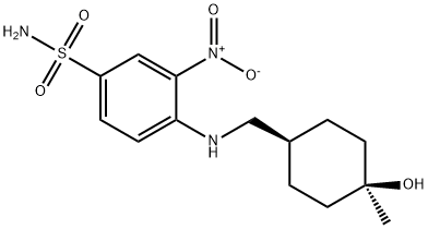 4-((((1r,4r)-4-hydroxy-4-methylcyclohexyl)methyl)amino)-3-nitrobenzenesulfonamide Structure