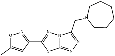 3-(azepan-1-ylmethyl)-6-(5-methyl-1,2-oxazol-3-yl)[1,2,4]triazolo[3,4-b][1,3,4]thiadiazole,1260952-86-0,结构式