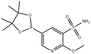 2-methoxy-5-(4,4,5,5-tetramethyl-1,3,2-dioxaborolan-2-yl)pyridine-3-sulfonamide Struktur