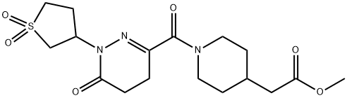methyl (1-{[1-(1,1-dioxidotetrahydrothiophen-3-yl)-6-oxo-1,4,5,6-tetrahydropyridazin-3-yl]carbonyl}piperidin-4-yl)acetate 化学構造式