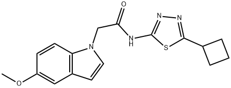 N-[(2Z)-5-cyclobutyl-1,3,4-thiadiazol-2(3H)-ylidene]-2-(5-methoxy-1H-indol-1-yl)acetamide,1282131-92-3,结构式