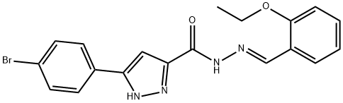 3-(4-bromophenyl)-N'-[(E)-(2-ethoxyphenyl)methylidene]-1H-pyrazole-5-carbohydrazide 化学構造式