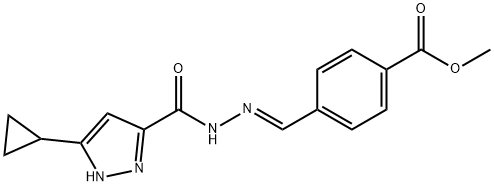 methyl 4-[(E)-{2-[(3-cyclopropyl-1H-pyrazol-5-yl)carbonyl]hydrazinylidene}methyl]benzoate Structure