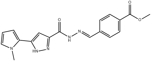 methyl 4-[(E)-(2-{[3-(1-methyl-1H-pyrrol-2-yl)-1H-pyrazol-5-yl]carbonyl}hydrazinylidene)methyl]benzoate Struktur