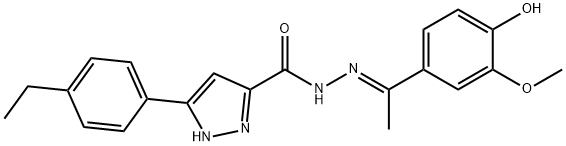 (E)-5-(4-ethylphenyl)-N'-(1-(4-hydroxy-3-methoxyphenyl)ethylidene)-1H-pyrazole-3-carbohydrazide Struktur