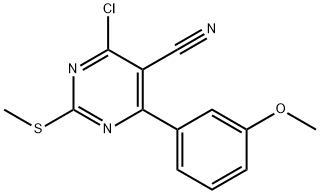 4-氯-6-(3-甲氧苯基)-2-(甲硫基)嘧啶-5-甲腈, 128666-82-0, 结构式