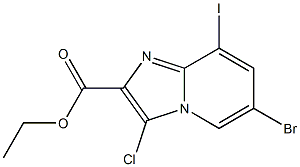 6-溴-3-氯-8-碘咪唑并[1,2-A]吡啶-2-羧酸乙酯, 1296224-10-6, 结构式