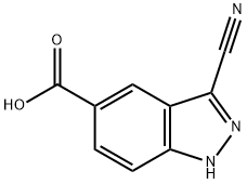 3-cyano-1H-indazole-5-carboxylic acid Struktur