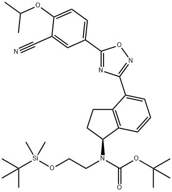 Carbamic acid,N-[(1S)-4-[5-[3-cyano-4-(1-methylethoxy)phenyl]-1,2,4-oxadiazol-3-yl]-2,3-dihydro-1H-inden-1-yl]-N-[2-[[(1,1-dimethylethyl)dimethylsilyl]oxy]ethyl]-, 1,1-dimethylethyl ester|1306763-63-2