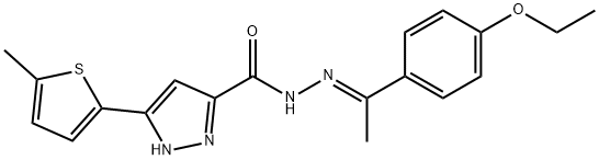 N'-[(1E)-1-(4-ethoxyphenyl)ethylidene]-3-(5-methylthiophen-2-yl)-1H-pyrazole-5-carbohydrazide 结构式