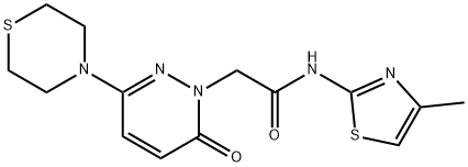 N-[(2Z)-4-methyl-1,3-thiazol-2(3H)-ylidene]-2-[6-oxo-3-(thiomorpholin-4-yl)pyridazin-1(6H)-yl]acetamide,1310946-36-1,结构式