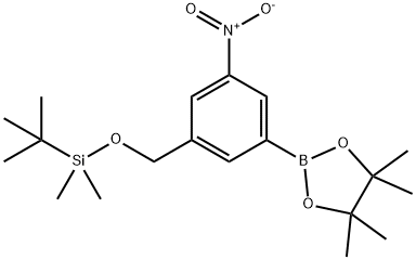 (3-nitro-5-(4,4,5,5-tetramethyl-1,3,2-dioxaborolan-2-yl)benzyloxy)(tert-butyl)dimethylsilane Structure