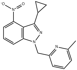 3-cyclopropyl-1-((6-methylpyridin-2-yl)methyl)-4-nitro-1H-indazole,1313410-24-0,结构式