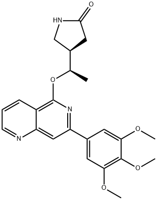 (R)-4-[(R)-1-[7-(3,4,5-Trimethoxy-phenyl)-[1,6]naphthyridin-5-yloxy]-ethyl]-pyrrolidin-2-one,1319738-39-0,结构式