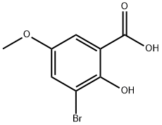 3-Bromo-2-hydroxy-5-methoxybenzoic acid 化学構造式