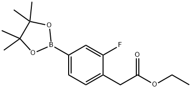 ethyl 2-(2-fluoro-4-(4,4,5,5-tetramethyl-1,3,2-dioxaborolan-2-yl)phenyl)acetate 化学構造式