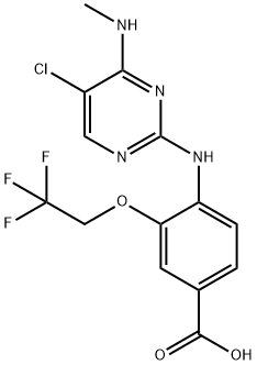 4-((5-Chloro-4-(methylamino)pyrimidin-2-yl)amino)-3-(2,2,2-trifluoroethoxy)benzoic acid Structure