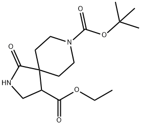 8-叔丁氧羰基-1-氧代-2,8-二氮杂螺[4.5]癸烷-4-甲酸乙酯 结构式