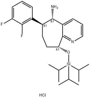 (5S,6S,9R)-6-(2,3-二氟苯基)-9-((三异丙基硅)氧基)-6,7,8,9-四氢-5H-环庚[B]吡啶-5-胺盐酸盐, 1373116-04-1, 结构式