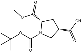 (3S,5S)-1-(tert-butoxy
carbonyl)-5-(methoxy
carbonyl)pyrrolidine-3
-carboxylic acid Struktur