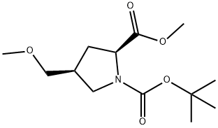 (2S,4S)-1-tert-butyl 2-methyl 4-(methoxymethyl)pyrrolidine-1,2-dicarboxylate Struktur